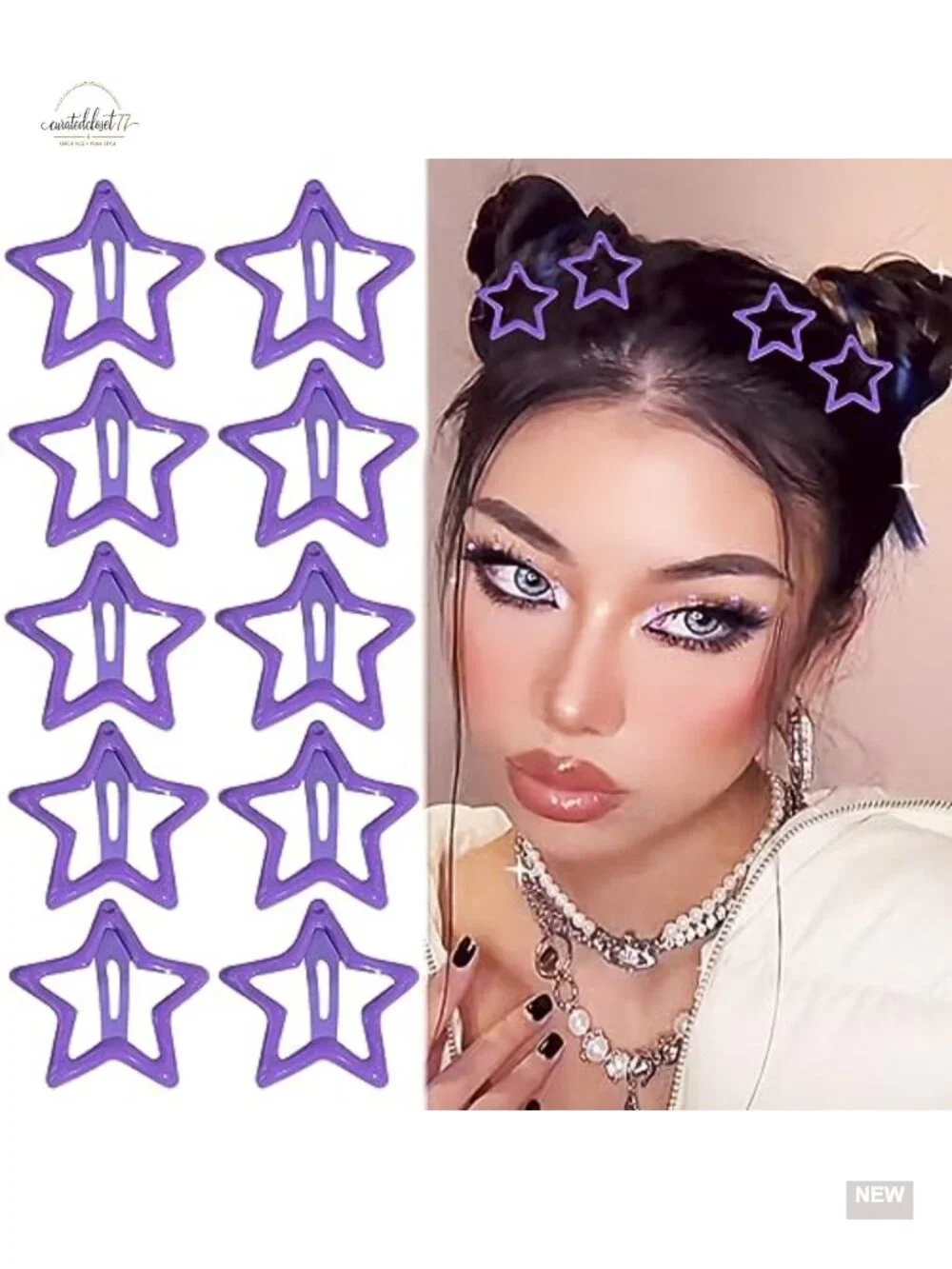 10 Star Hair Clips Y2K Metal Snap Barrettes Non Slip Rave Hair Accessories